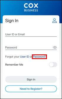Image of Forgot Password link