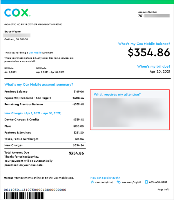 How to Read Your Cox Mobile Bill