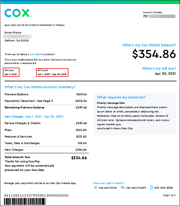 How to Read Your Cox Mobile Bill