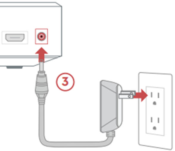 image of connecting the power cord to the cox equipment then to the wall outlet